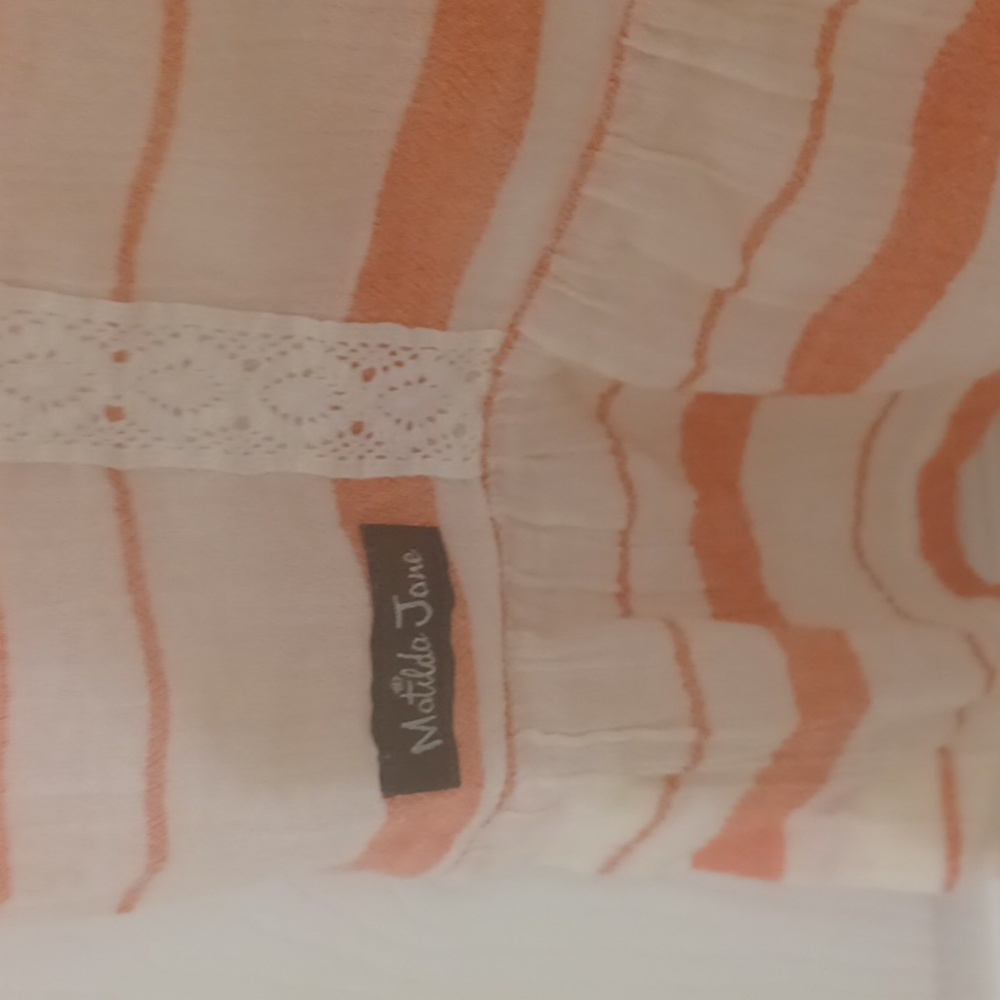 Matilda Jane sz S, Peachy Pink & Cream Horizontal Stripe Tunic with Tie Front - Picture 6 of 10